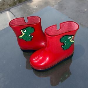 Baby Toddler Red Zum Dinosaur Red Vinyal Rainboots Size 8 US
